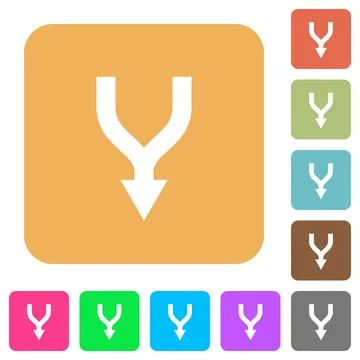 Merge arrows down rounded square flat icons Stock Illustration