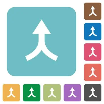 Merge arrows up rounded square flat icons Stock Illustration