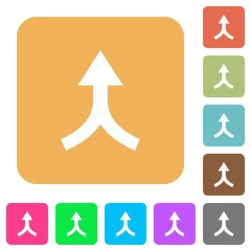 Merge arrows up rounded square flat icons Stock Illustration