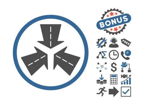 Merge Directions Flat Vector Icon With Bonus Ilustración de archivo