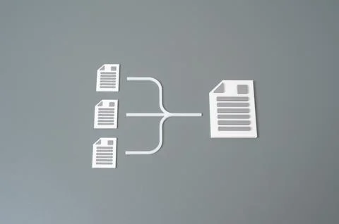 Merge form documents into one. Optimization of workflow. Simplification of do 스톡 일러스트