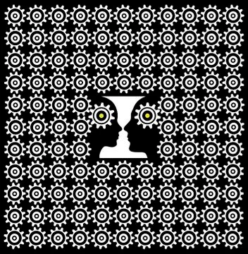The Merge of Humans and Machine Illustrazione stock