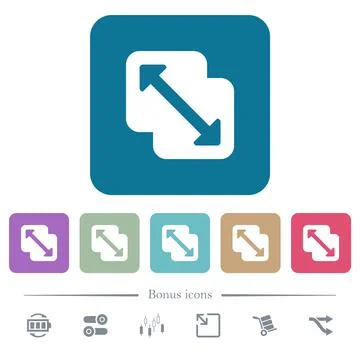Merge shapes flat icons on color rounded square backgrounds Stock Illustration
