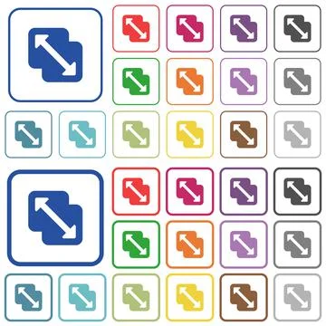 Merge shapes outlined flat color icons Illustrazione stock
