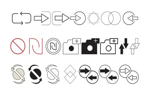 Merge, swap, camera plus icon set .style design isolated on white background Stock Illustration