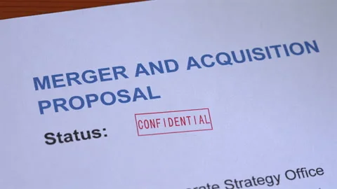 Merger and Acquisition Proposal Confidential Stamp Coming Down on Form Stock Footage 342034747