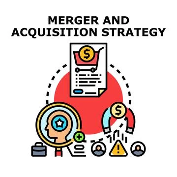 Merger and acquisition strategy planning for business integration Stock Illustration