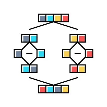 Mergesort algorithm color icon vector illustration Stockillustratie