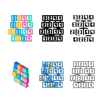 Mergesort algorithm color icon vector mix 스톡 일러스트