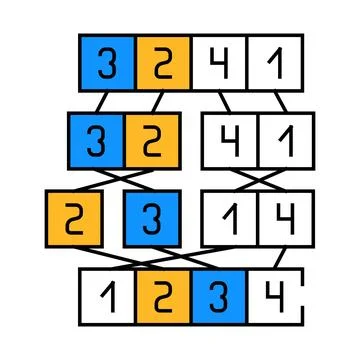 Mergesort algorithm icon color illustration Illustrazione stock