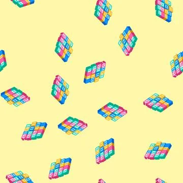 Mergesort algorithm isometric icon seamless pattern Stock Illustration