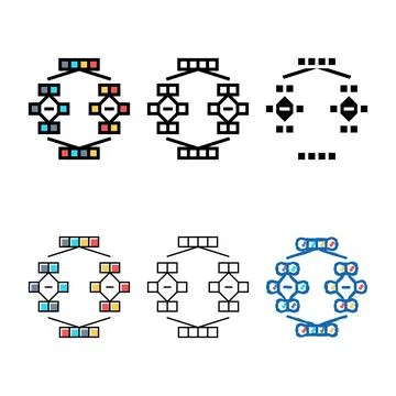 Mergesort forms algorithm color icon vector 스톡 일러스트
