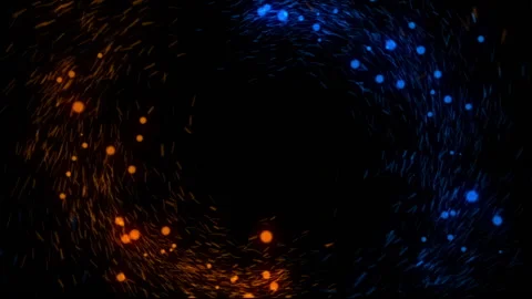 Merging of blue and orange particles Stock Footage 196372914