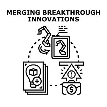 Merging breakthrough innovations process advancing business Stock Illustration