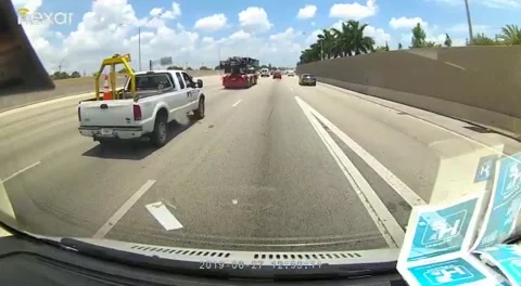 Merging Car Causes Massive Crash, Miami, Florida, USA - 27 Jun 2019 Stock Footage 205216714