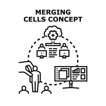 Merging cells concept for data integration and teamwork Stock Illustration