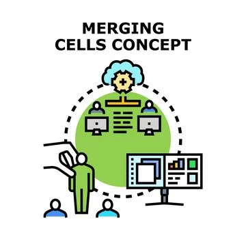 Merging cells concept for data integration and teamwork Stock Illustration