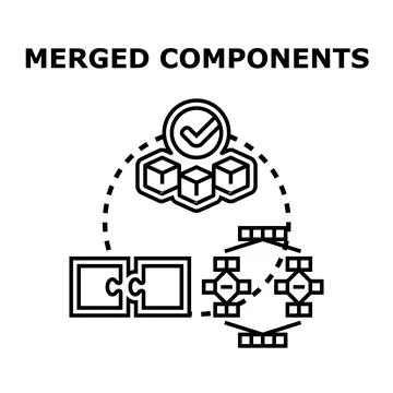 Merging components completing a unified goal process Stock Illustration