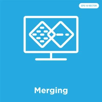 Merging icon isolated on blue background Free Stock Illustration