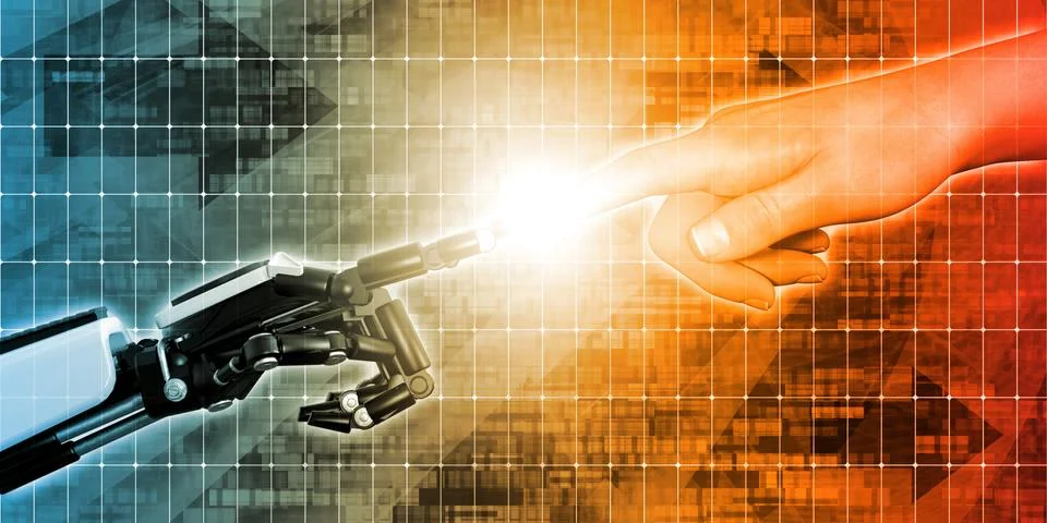 Merging Man and Technology Stock Illustration