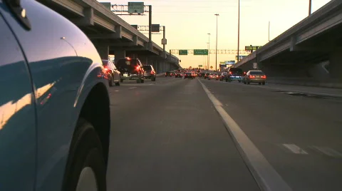 Merging traffic on a highway Stock Footage 624422