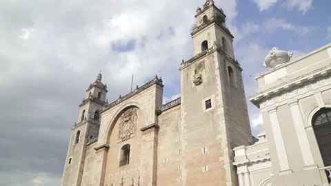 The Merida Cathedral, an important landmark of colonial city of Merida, Yucatan Stock Footage 157184637