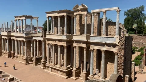 Merida Spain ruins on a blue sky day Stock Footage 107440141