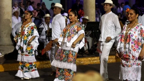 Merida yucatan folklore dance at night Stock Footage 103395536