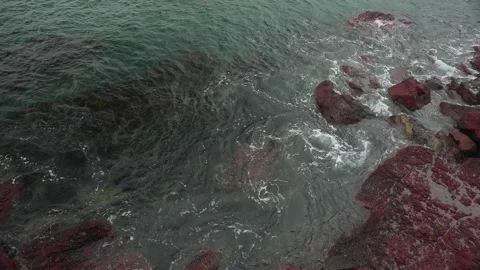 MERIMBULA DEVONIAN RED ROCKS Stock Footage 163222673