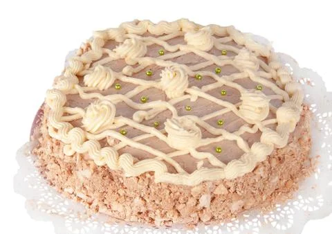 Meringue cake with nuts Stock Photos