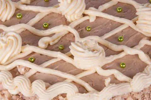 Meringue cake with nuts Stock Photos