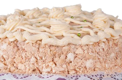 Meringue cake with nuts Stock Photos