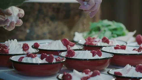 Meringue cookie being decorated Stock Footage 129015907