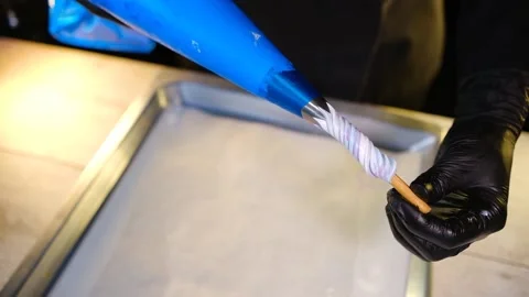 Meringue on a cookie stick Stock Footage 194736631