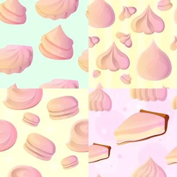 Meringue pattern set, cartoon style Stock Illustration