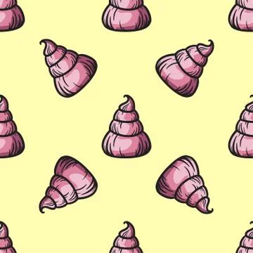 Meringue seamless pattern sweet cake vector hand drawn illustration Stock Illustration