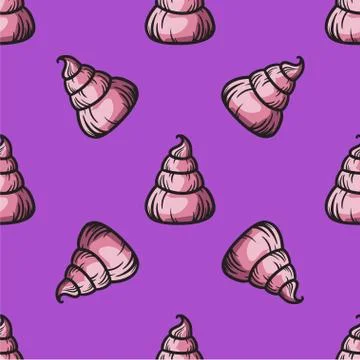 Meringue seamless pattern sweet cake vector hand drawn illustration Stock Illustration