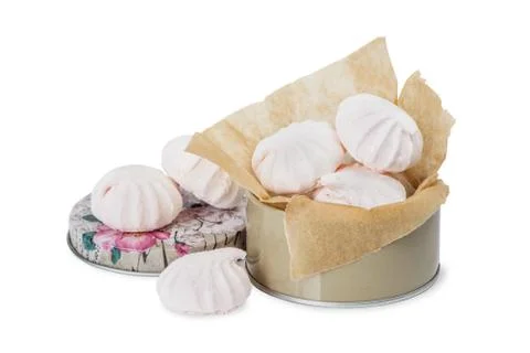 Meringues  in the box Stock Photos