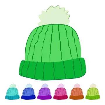 Merino winter hat knit vector cartoon graphic Stock Illustration