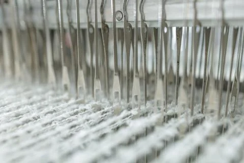 Merino Wool Production Process in a Weaving Factory Stock Photos
