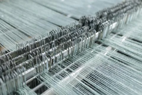 Merino Wool Weaving Process in Textile Factory Machinery Stock Photos