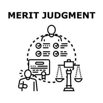 Merit judgment assessment and evaluation process illustration Stockillustratie