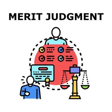 Merit judgment assessment and evaluation process illustration Stock Illustration