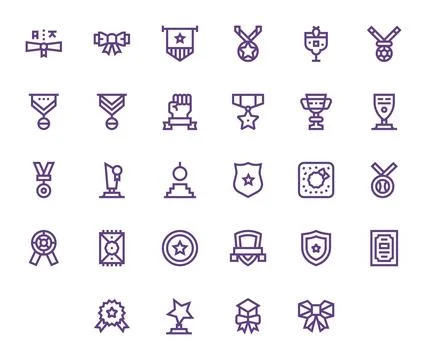 Merit Modern Vector Collection with 28 Bold Line High Resolution Pixel Alig.. Stock Illustration