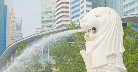 Merlion park view Stock Footage 100703572
