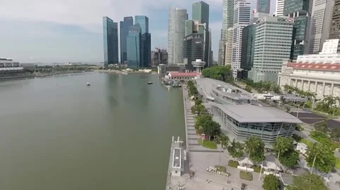 Merlion version one of a flight test showing view of the singapore MBFC 스톡 동영상 50396048