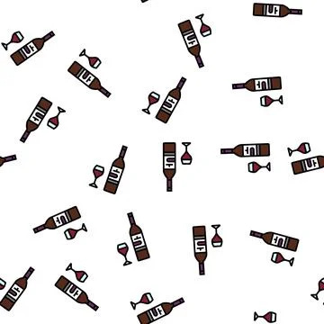 Merlot red wine vector seamless pattern Illustrazione stock