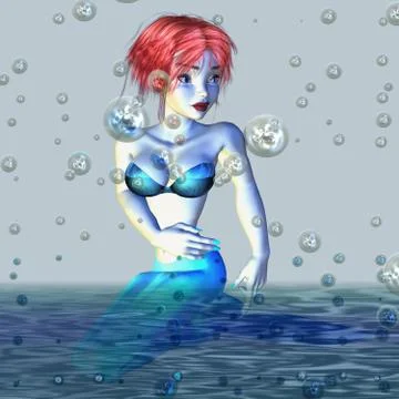 Mermaid and bubbles Stock Illustration