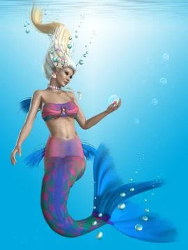 Mermaid in aqua Stock Illustration