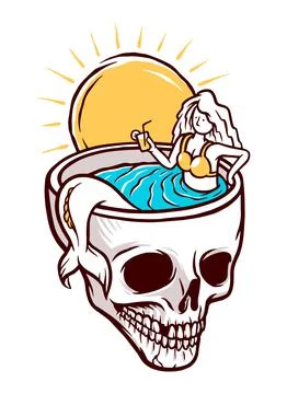 Mermaid chilling in a pool vector illustration Stock Illustration